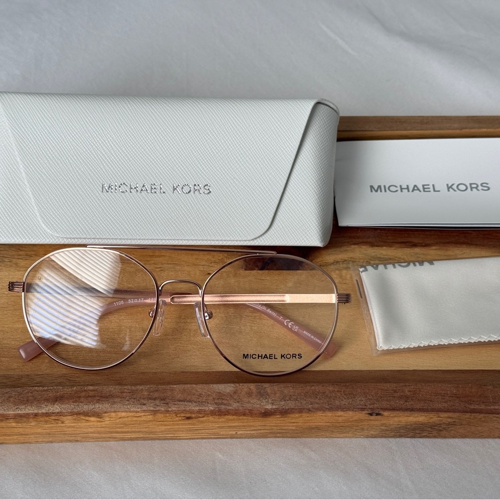 Michael Kors MK Round Rose Gold Eyeglasses Full Set Minimalist